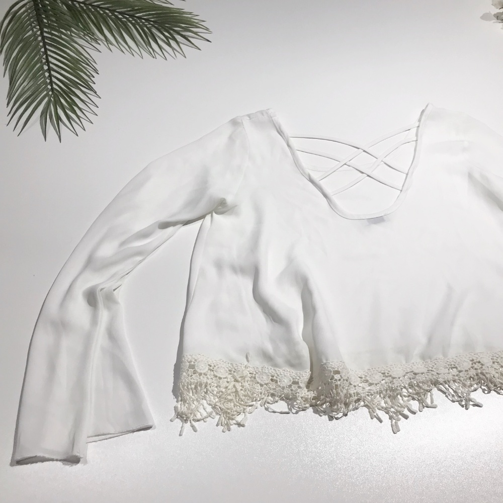 TOBI | White Boho Crop Top Size XS